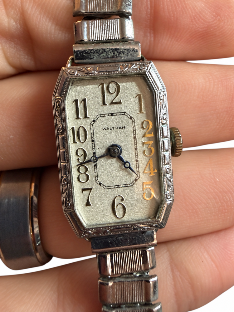 Waltham Riverside Art Deco 21J Manual Wind Silver Dial Rectangle Wristwatch